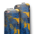Abstract Blue and Gold Wet Paint iPhone 6/6s or 6/6s Plus 2-Piece Hybrid INK-Fuzed Case