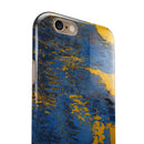 Abstract Blue and Gold Wet Paint iPhone 6/6s or 6/6s Plus 2-Piece Hybrid INK-Fuzed Case