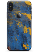 Abstract Blue and Gold Wet Paint - iPhone X Skin-Kit