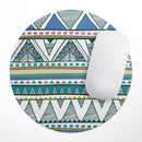 Abstract Blue and Green Triangle Aztec// WaterProof Rubber Foam Backed Anti-Slip Mouse Pad for Home Work Office or Gaming Computer Desk