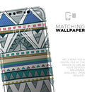 Abstract Blue and Green Triangle Aztec  - Protective Skin Wrap & Decal – Compatible with iPhone SE to iPhone 17 Pro Max (All Models)