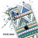 Abstract Blue and Green Triangle Aztec  - Protective Skin Wrap & Decal – Compatible with iPhone SE to iPhone 17 Pro Max (All Models)