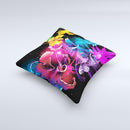 Abstract Bright Neon Floral Ink-Fuzed Decorative Throw Pillow