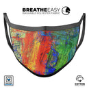 Abstract Bright Primary and Secondary Colored Oil Painting - Made in USA Mouth Cover Unisex Anti-Dust Cotton Blend Reusable & Washable Face Mask with Adjustable Sizing for Adult or Child