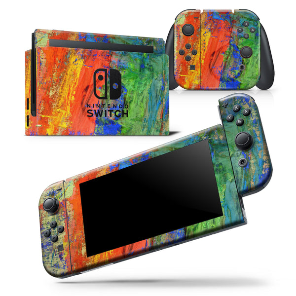 Abstract Bright Primary and Secondary Colored Oil Painting - Skin Wrap Decal for Nintendo Switch Lite Console & Dock - 3DS XL - 2DS - Pro - DSi - Wii - Joy-Con Gaming Controller