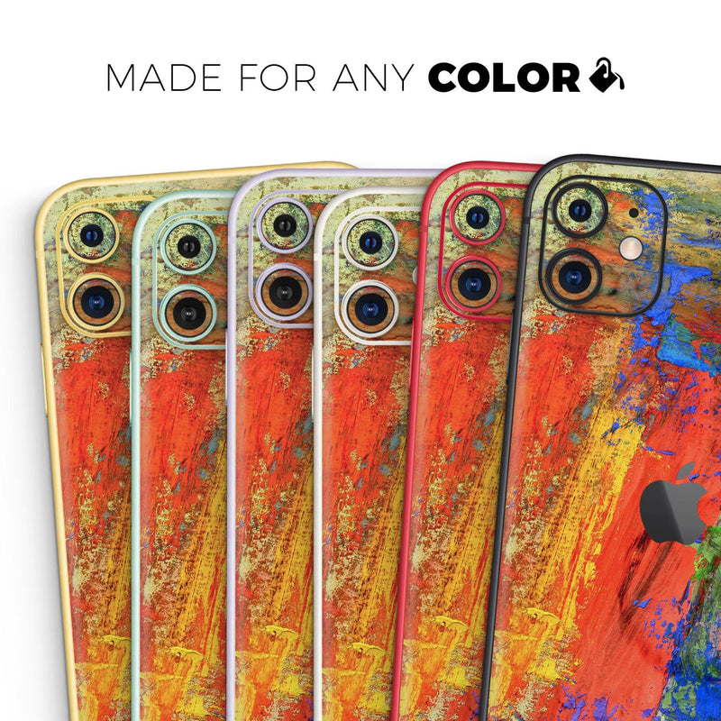 Abstract Bright Primary and Secondary Colored Oil Painting - Skin-Kit compatible with the Apple iPhone 13, 13 Pro Max, 13 Mini, 13 Pro, iPhone 12, iPhone 11 (All iPhones Available)