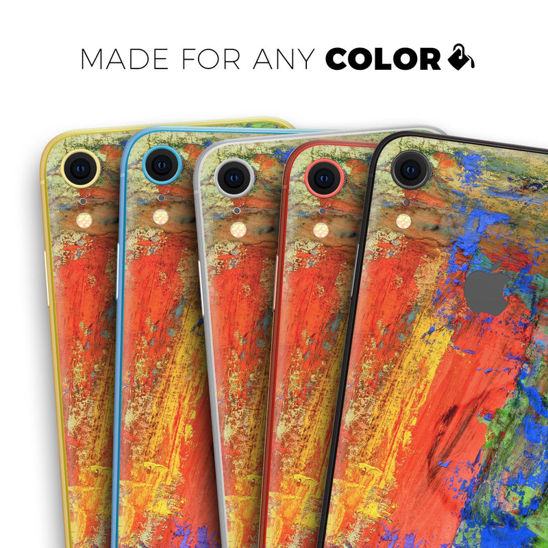 Abstract Bright Primary and Secondary Colored Oil Painting - Skin-Kit for the Apple iPhone XR, XS MAX, XS/X, 8/8+, 7/7+, 5/5S/SE (All iPhones Available)
