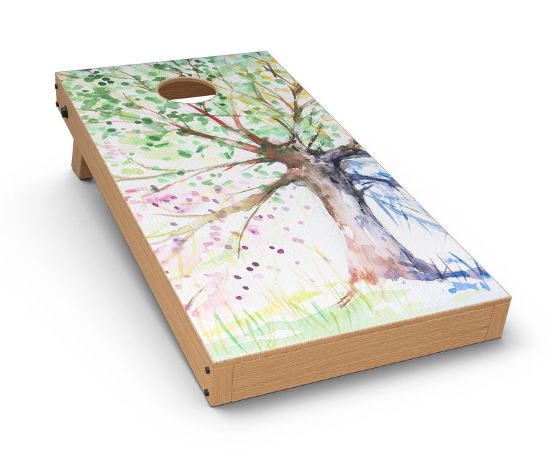 Abstract Colorful WaterColor Vivid Tree Corn-hole Hole Board Skin Decal Kit