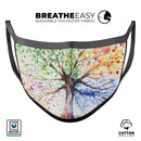 Abstract Colorful WaterColor Vivid Tree - Made in USA Mouth Cover Unisex Anti-Dust Cotton Blend Reusable & Washable Face Mask with Adjustable Sizing for Adult or Child