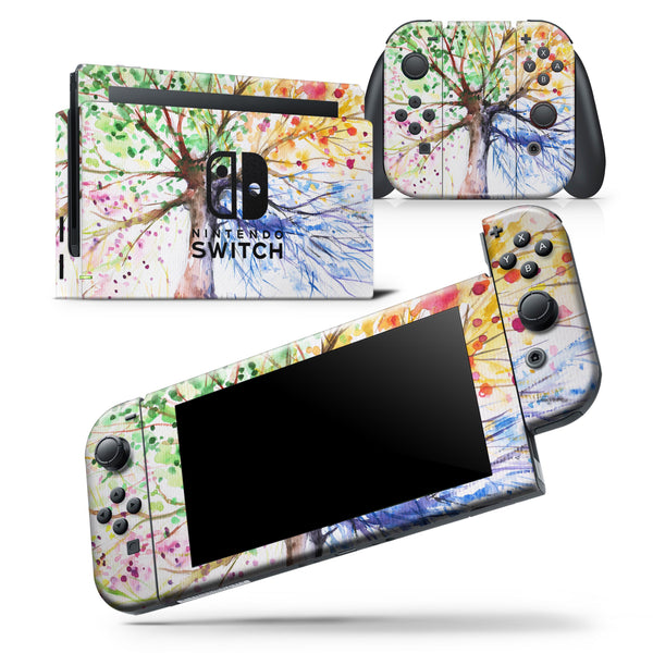 Abstract Colorful WaterColor Vivid Tree - Skin Wrap Decal for Nintendo Switch Lite Console & Dock - 3DS XL - 2DS - Pro - DSi - Wii - Joy-Con Gaming Controller
