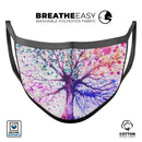 Abstract Colorful WaterColor Vivid Tree V2 - Made in USA Mouth Cover Unisex Anti-Dust Cotton Blend Reusable & Washable Face Mask with Adjustable Sizing for Adult or Child