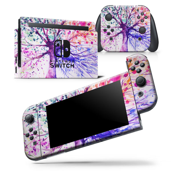 Abstract Colorful WaterColor Vivid Tree V2 - Skin Wrap Decal for Nintendo Switch Lite Console & Dock - 3DS XL - 2DS - Pro - DSi - Wii - Joy-Con Gaming Controller