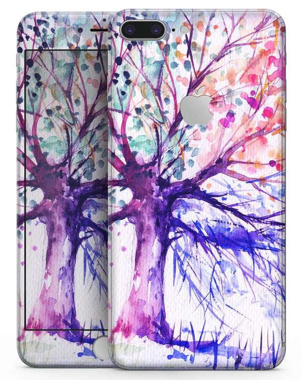 Abstract Colorful WaterColor Vivid Tree V2 - Skin-kit for the iPhone 8 or 8 Plus