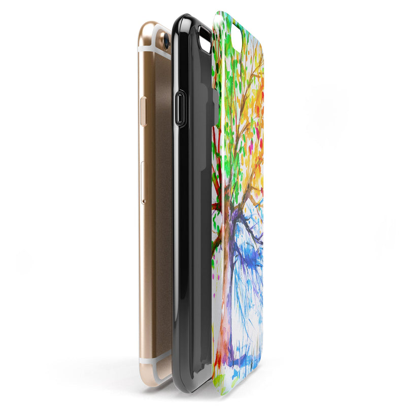 Abstract Colorful WaterColor Vivid Tree V3 iPhone 6/6s or 6/6s Plus 2-Piece Hybrid INK-Fuzed Case
