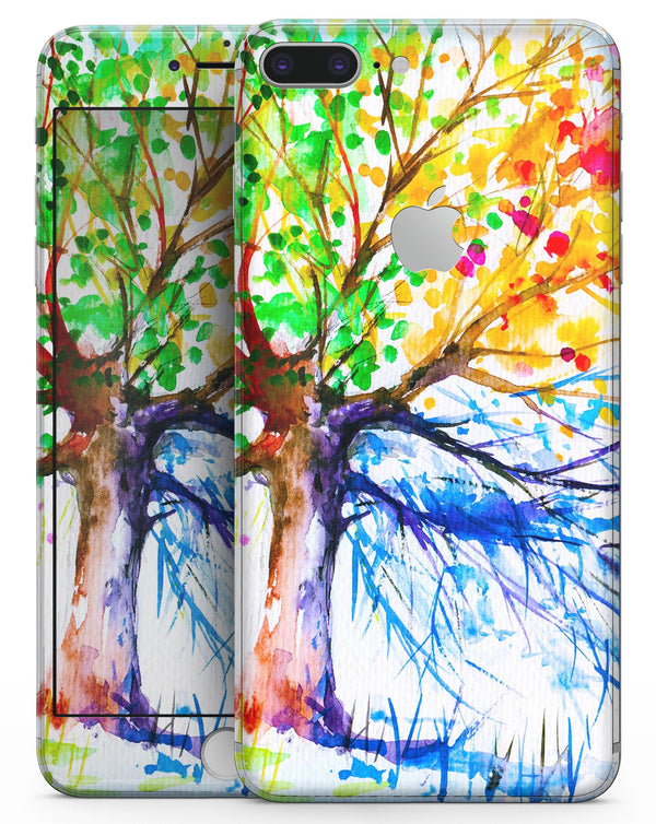 Abstract Colorful WaterColor Vivid Tree V3 - Skin-kit for the iPhone 8 or 8 Plus