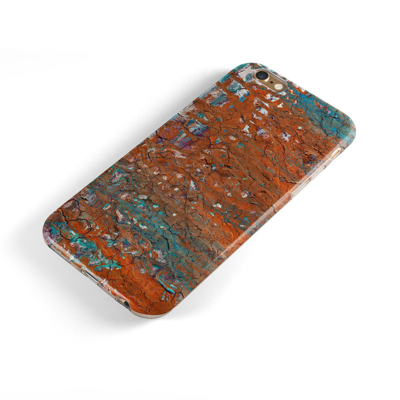 Abstract Cracked Burnt Paint iPhone 6/6s or 6/6s Plus 2-Piece Hybrid INK-Fuzed Case