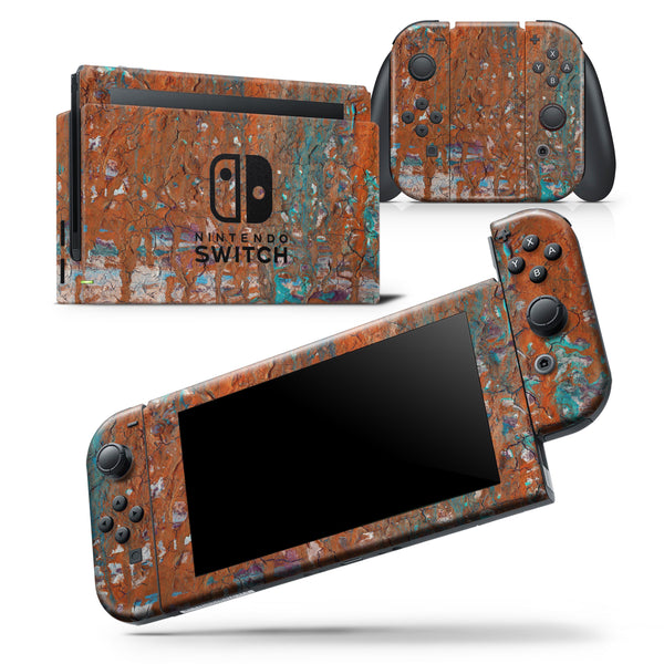 Abstract Cracked Burnt Paint - Skin Wrap Decal for Nintendo Switch Lite Console & Dock - 3DS XL - 2DS - Pro - DSi - Wii - Joy-Con Gaming Controller