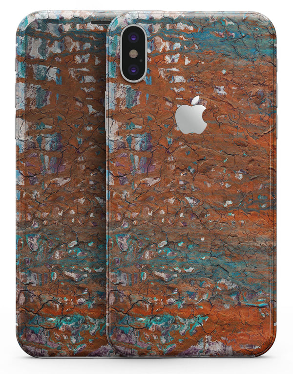 Abstract Cracked Burnt Paint - iPhone X Skin-Kit