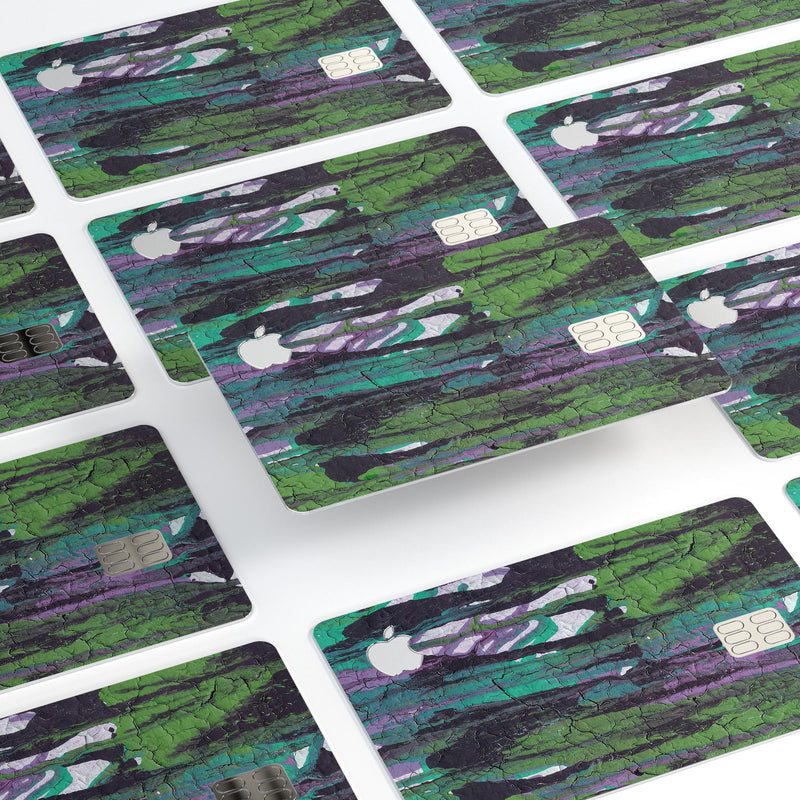 Abstract Cracked Green Paint Wall - Premium Protective Decal Skin-Kit for the Apple Credit Card