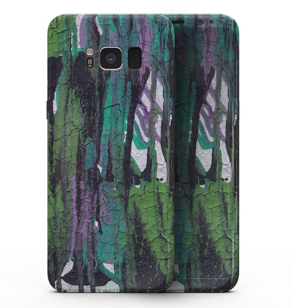Abstract Cracked Green Paint Wall - Samsung Galaxy S8 Full-Body Skin Kit