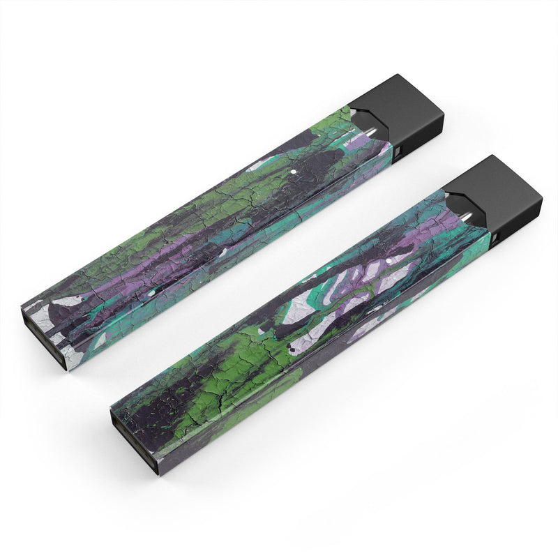 Abstract Cracked Green Paint Wall - Premium Decal Protective Skin-Wrap Sticker compatible with the Juul Labs vaping device