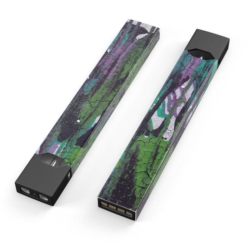 Abstract Cracked Green Paint Wall - Premium Decal Protective Skin-Wrap Sticker compatible with the Juul Labs vaping device