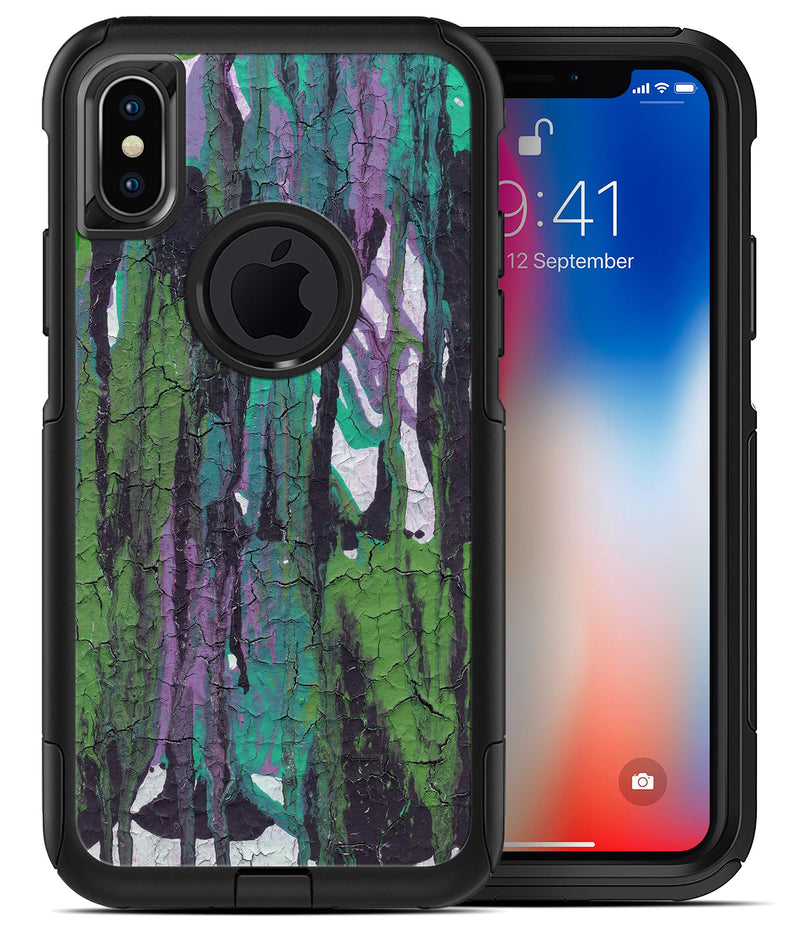 Abstract Cracked Green Paint Wall - iPhone X OtterBox Case & Skin Kits