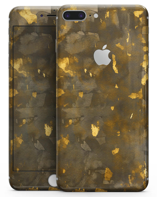 Abstract Dark Gray and Golden Specks - Skin-kit for the iPhone 8 or 8 Plus