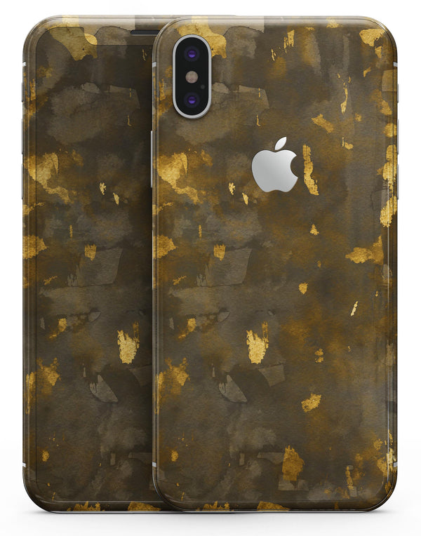 Abstract Dark Gray and Golden Specks - iPhone X Skin-Kit