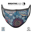 Abstract Floral V242 - Made in USA Mouth Cover Unisex Anti-Dust Cotton Blend Reusable & Washable Face Mask with Adjustable Sizing for Adult or Child