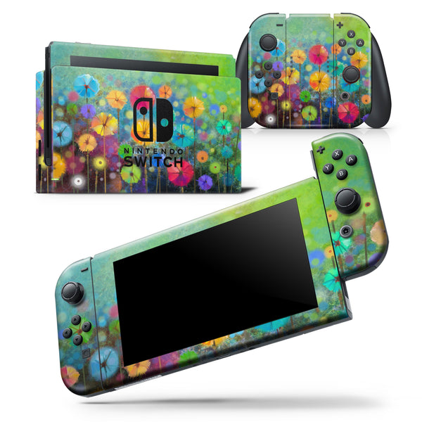 Abstract Flower Meadow - Skin Wrap Decal for Nintendo Switch Lite Console & Dock - 3DS XL - 2DS - Pro - DSi - Wii - Joy-Con Gaming Controller
