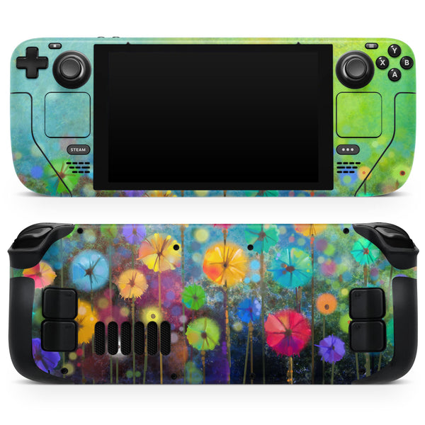 Abstract Flower Meadow // Full Body Skin Decal Wrap Kit for the Steam Deck handheld gaming computer