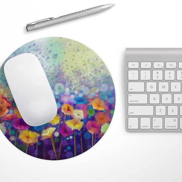 Abstract Flower Meadow v2// WaterProof Rubber Foam Backed Anti-Slip Mouse Pad for Home Work Office or Gaming Computer Desk