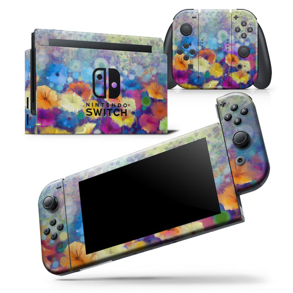 Abstract Flower Meadow v2 - Skin Wrap Decal for Nintendo Switch Lite Console & Dock - 3DS XL - 2DS - Pro - DSi - Wii - Joy-Con Gaming Controller