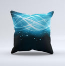 Abstract Glowing Blue Swirls Ink-Fuzed Decorative Throw Pillow