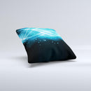 Abstract Glowing Blue Swirls Ink-Fuzed Decorative Throw Pillow