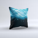 Abstract Glowing Blue Swirls Ink-Fuzed Decorative Throw Pillow