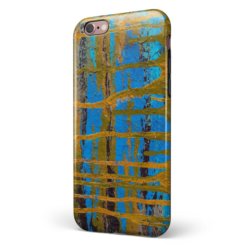 Abstract Gold and Teal Wet Paint iPhone 6/6s or 6/6s Plus 2-Piece Hybrid INK-Fuzed Case