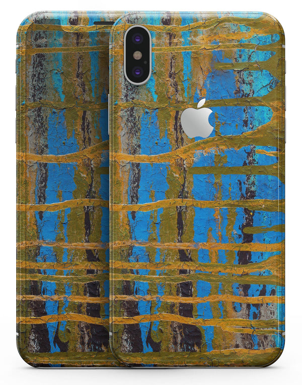 Abstract Gold and Teal Wet Paint - iPhone X Skin-Kit