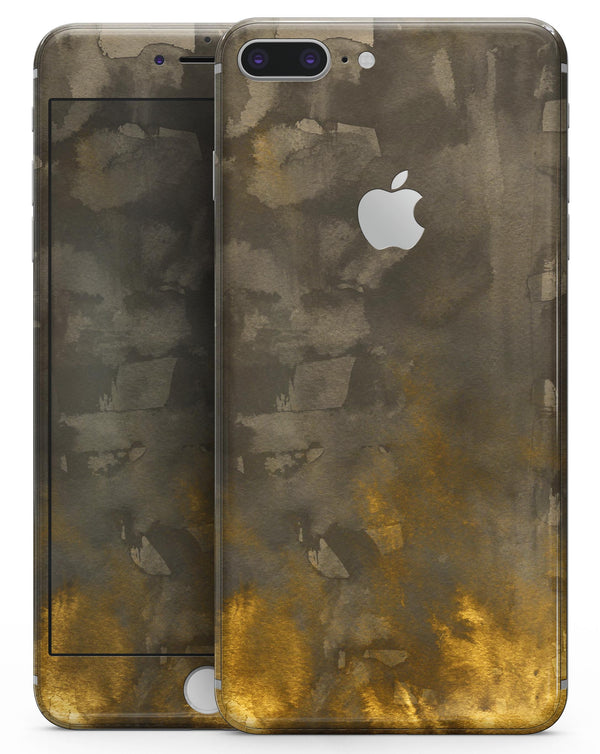 Abstract Golden Fire with Smoke - Skin-kit for the iPhone 8 or 8 Plus
