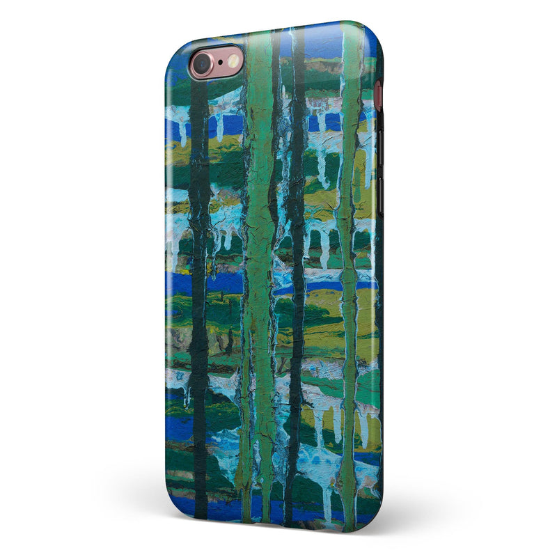 Abstract Green Plaid Paint Wall iPhone 6/6s or 6/6s Plus 2-Piece Hybrid INK-Fuzed Case