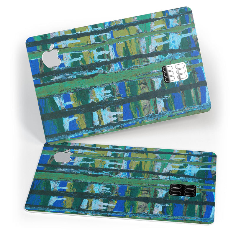Abstract Green Plaid Paint Wall - Premium Protective Decal Skin-Kit for the Apple Credit Card