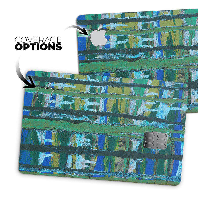 Abstract Green Plaid Paint Wall - Premium Protective Decal Skin-Kit for the Apple Credit Card