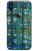 Abstract Green Plaid Paint Wall - iPhone X Skin-Kit