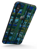 Abstract Green Plaid Paint Wall - iPhone X Skin-Kit