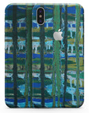 Abstract Green Plaid Paint Wall - iPhone X Skin-Kit