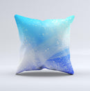 Abstract Light Blue Scattered Snowflakes Ink-Fuzed Decorative Throw Pillow