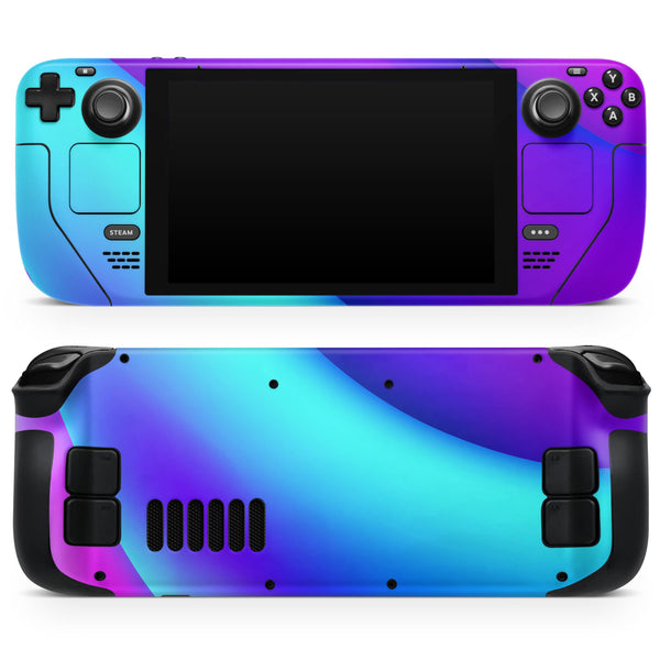 Abstract Neon Wave V10 // Full Body Skin Decal Wrap Kit for the Steam Deck handheld gaming computer