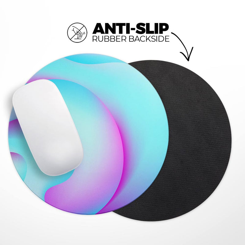 Abstract Neon Wave V12// WaterProof Rubber Foam Backed Anti-Slip Mouse Pad for Home Work Office or Gaming Computer Desk