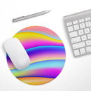 Abstract Neon Wave V1// WaterProof Rubber Foam Backed Anti-Slip Mouse Pad for Home Work Office or Gaming Computer Desk